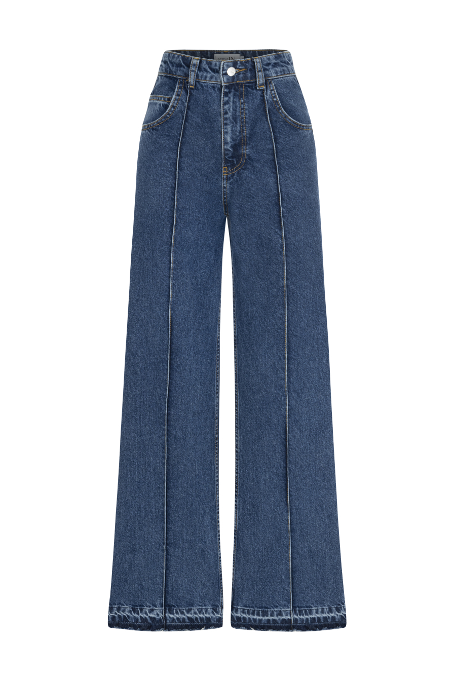 Nervürlü Lacivert Denim Pantolon